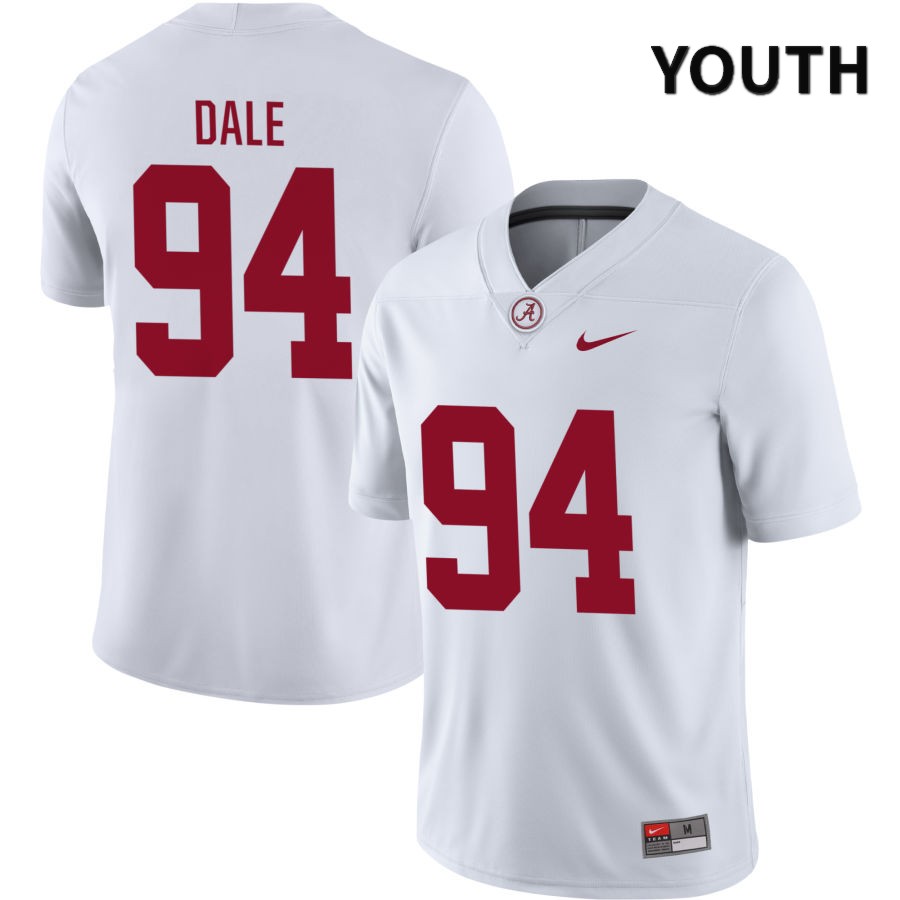 Alabama Crimson Tide Youth DJ Dale #94 NIL White 2022 NCAA Authentic Stitched College Football Jersey IT16C11GN